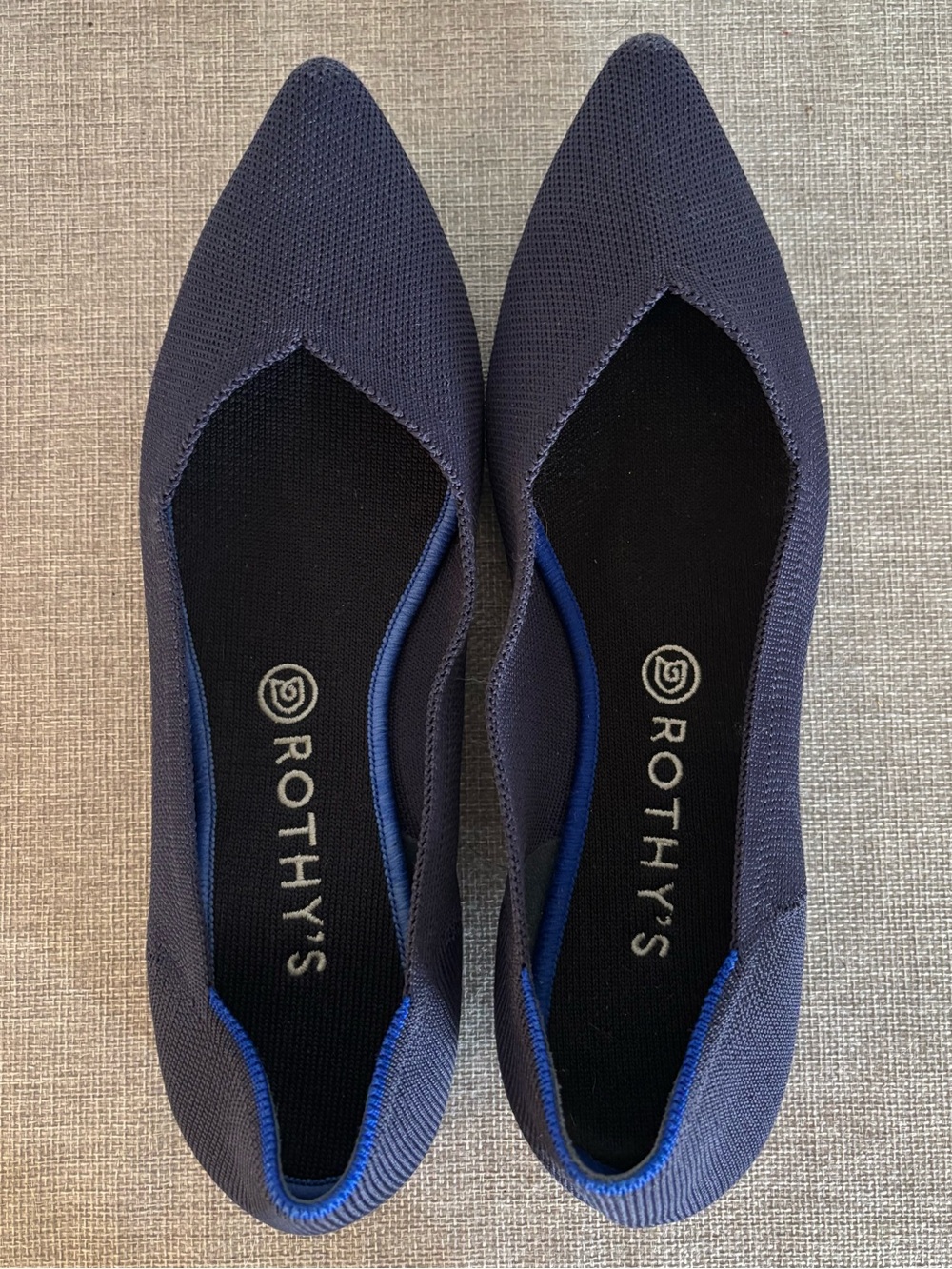 Rothy’s Women’s Navy Blue Pointed Toe Knit Ballet Flats Size 11